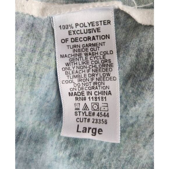 F74 B.L.E.U. Peacock blue & green blouse, crochet, deep V-neck & flutter sleeves - Picture 10 of 10